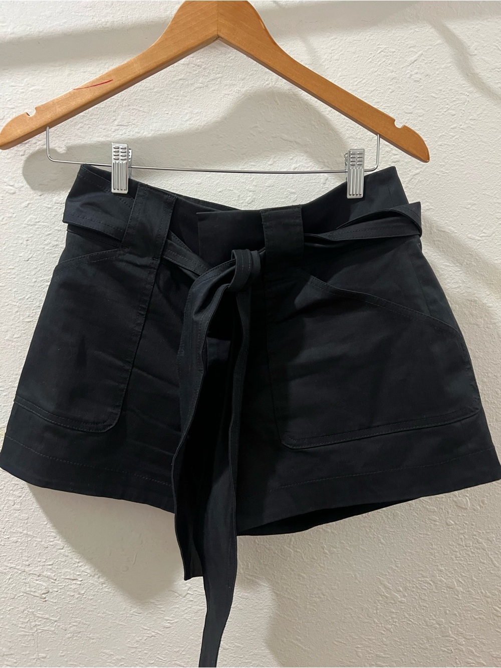 Club Monaco High-Waist Black Tie-Belt Women’s Shorts